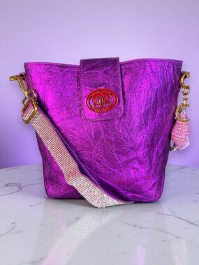 Sharif Legacy Leather Crossbody Bag Bedazzled Guitar Strap & Sharif Bag Charm